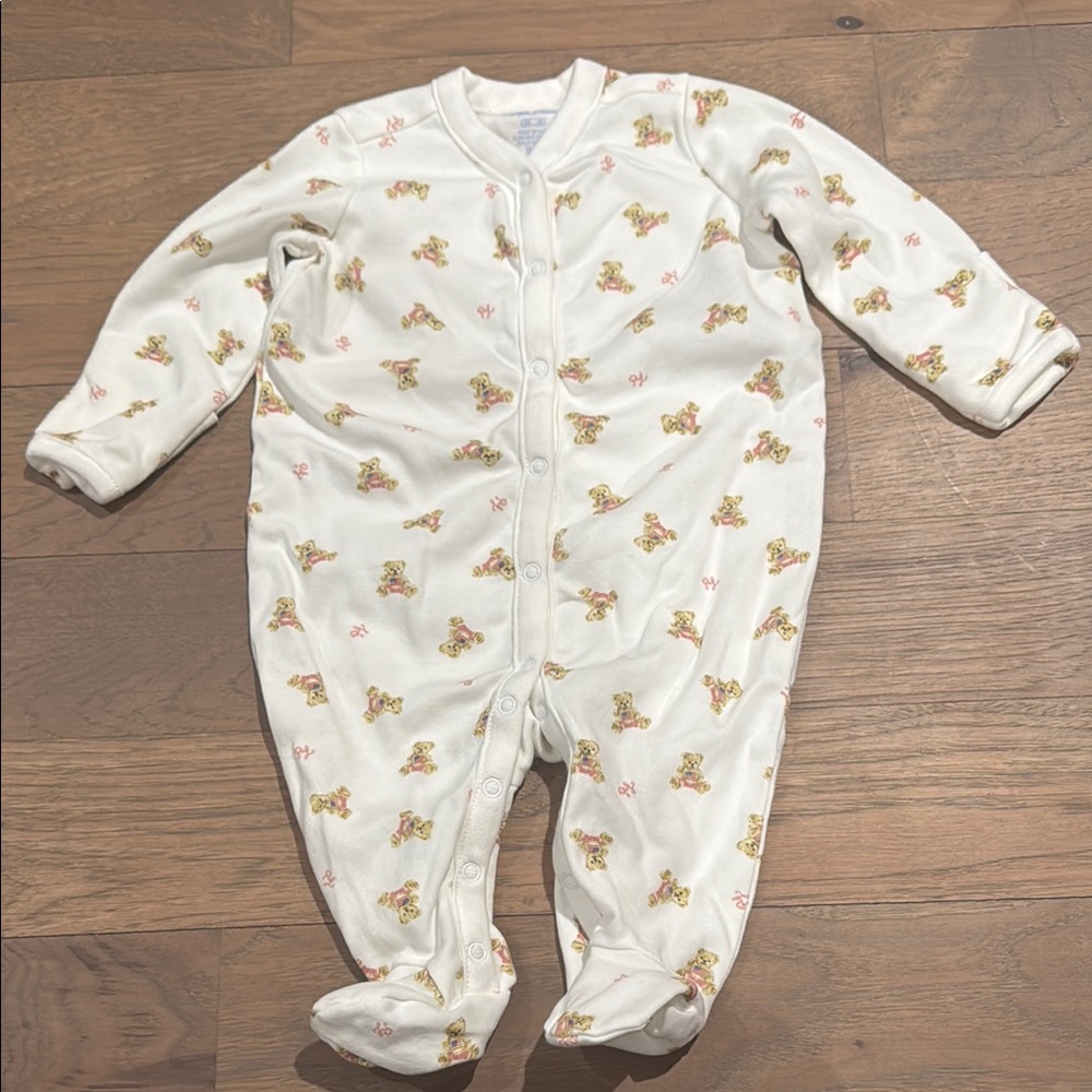 Ralph Lauren baby footed pajamas size 3 months with American flag teddy bears